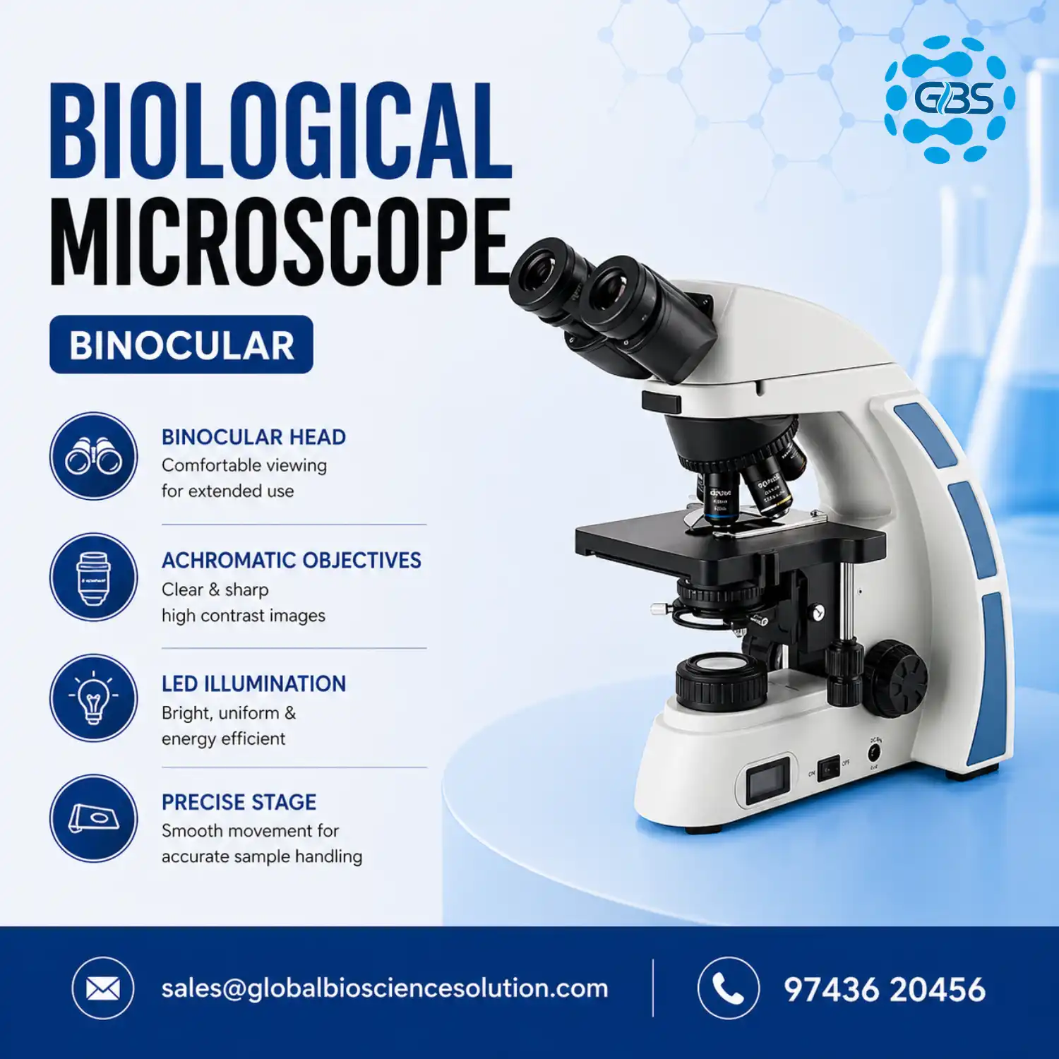 Binocular biological microscope with achromatic objectives