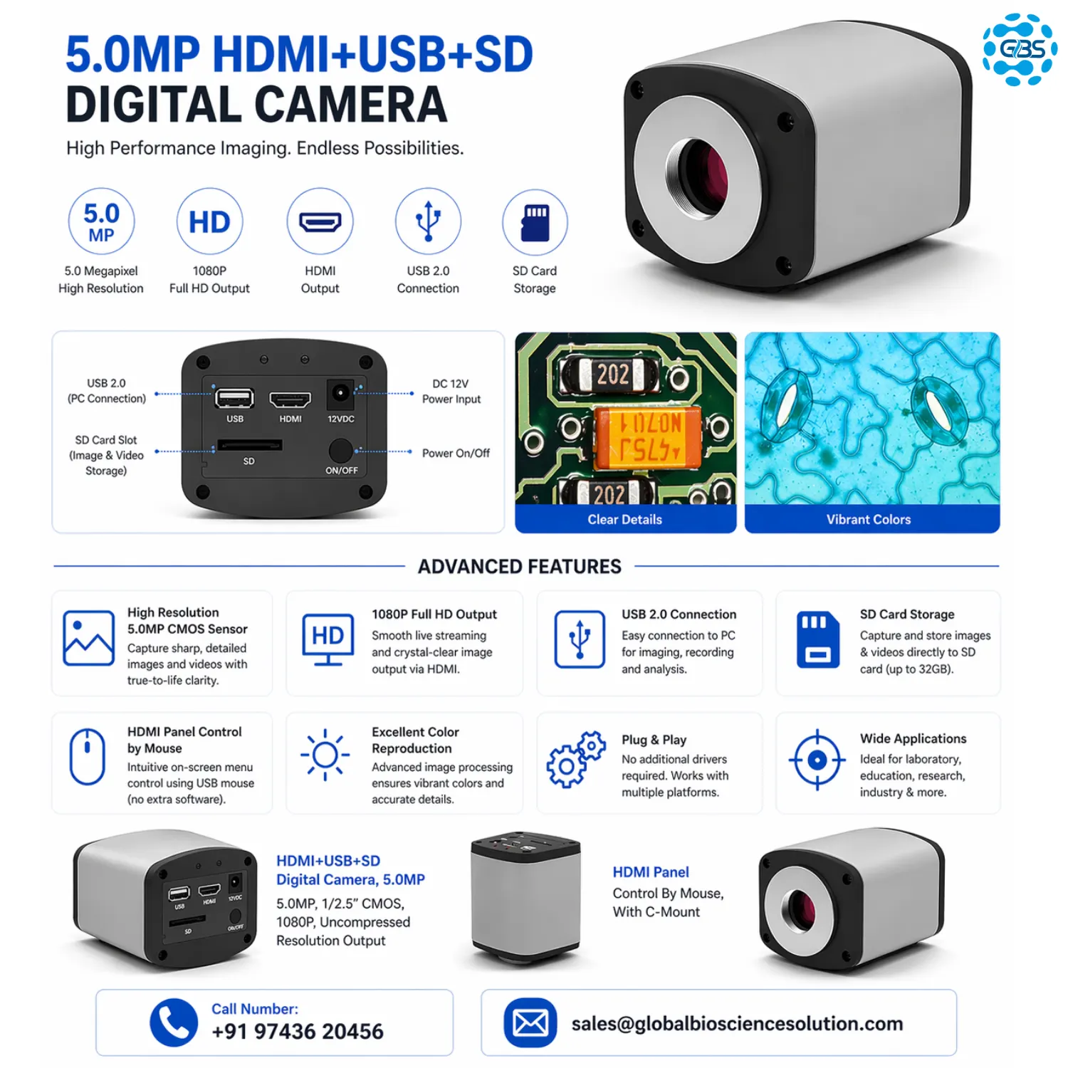 LCD Android Microscope Camera All-in-One Digital Display System
