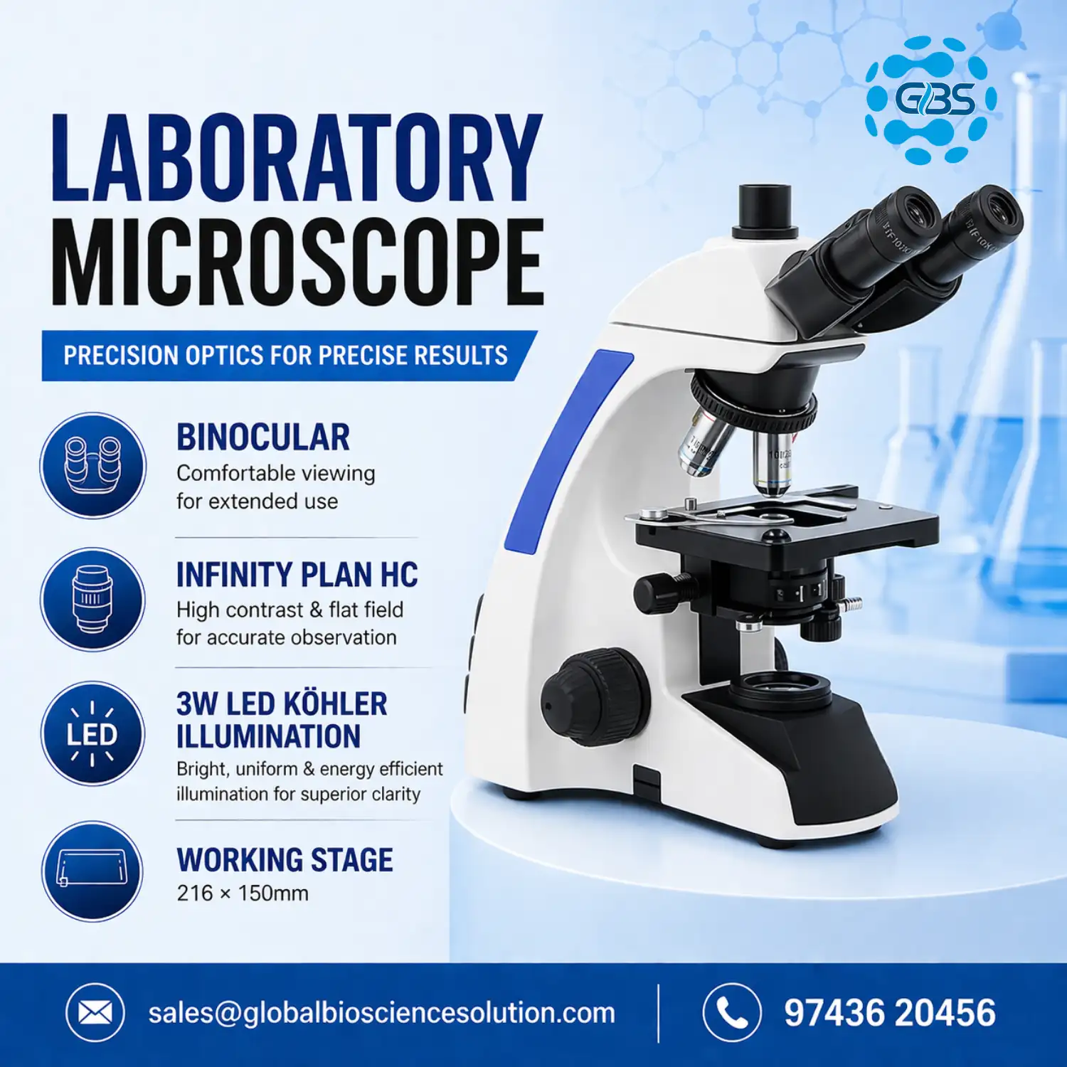 Binocular laboratory microscope Infinity Plan HC 216x150mm stage