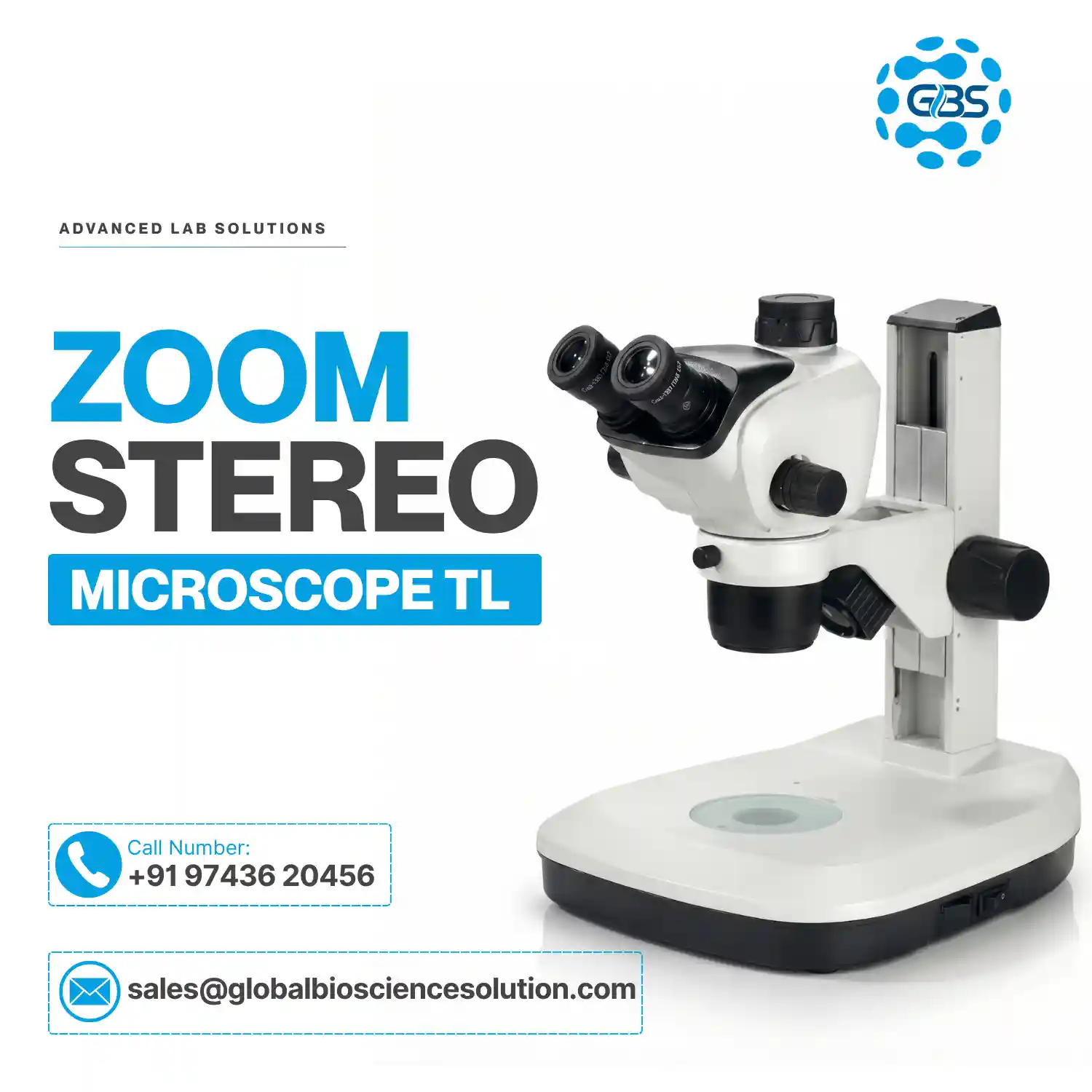 Trinocular zoom stereo microscope LED camera ready
