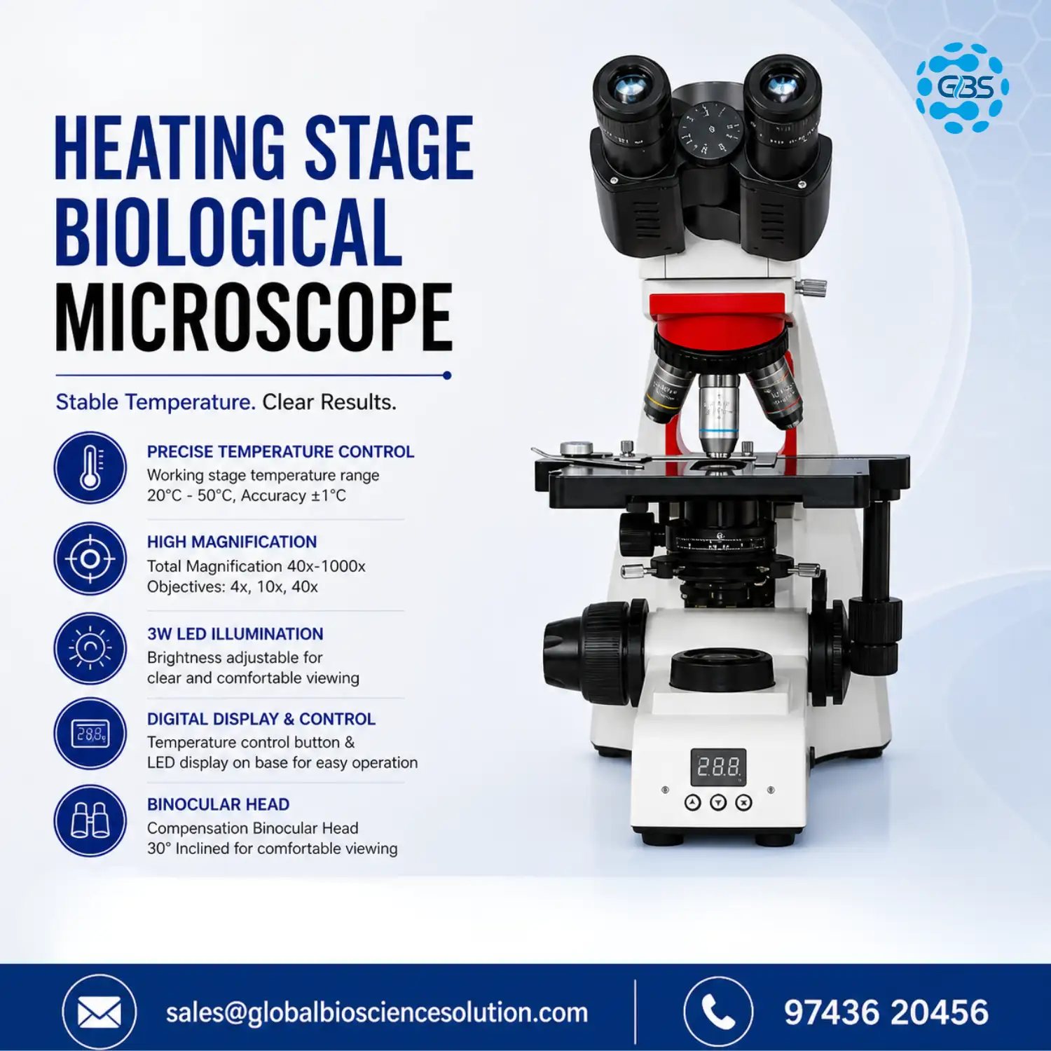 Binocular biological microscope with temperature control India