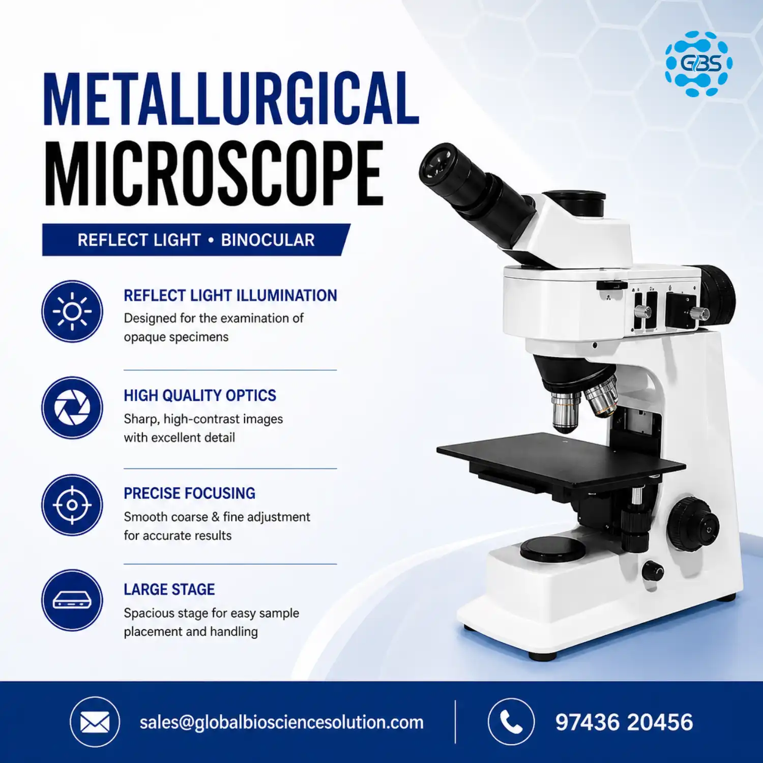 Reflected light binocular metallurgical microscope infinity plan